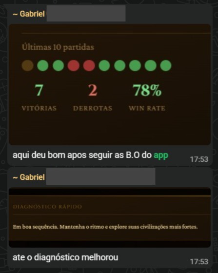 Feedback real de usuário